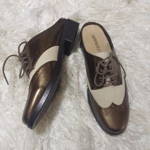 AEROSOLES OXFORD MULE SLIP ON METALLIC BRONZE 8.5